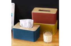 China Removable Rectangular Household Storage Container Wooden Bamboo Tissue Box supplier