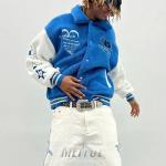 Custom Logo Sherpa Varsity Jacket Button Up Wool Fleece Bomber Jacket Mens for sale