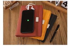 China Leather A5 Wireless Charging Notebook With Built In Power Bank Recyclable supplier