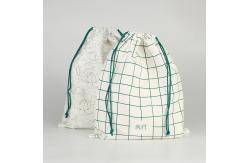China White Cotton Blue Pattern Printed Reusable Eco Friendly Cotton Drawstring Bag supplier