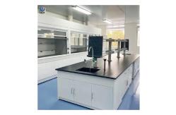 China Steel Lab Island Bench 1.5m Solid Wood Adjustable Height supplier