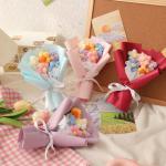 Handmade Puff Stitch Mini Knit Bouquet Cute Yarn Flower Gift for Her Bestie’s Birthday/Valentine’s Day for sale