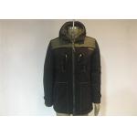 Undetachable Hooded Mens Polyester Jacket Olive And Black Color Male Winter Coat for sale