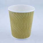 Double Wall Disposable Ripple Coffee Cups With Lids Biodegradable for sale