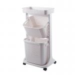 Beige Two Tier Laundry Basket Plastic Laundry Hamper 44*34*82cm for sale