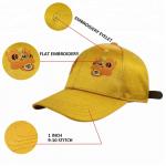 Yellow Girls 6 Panel curved Cap / Custom Embroidered Baseball Caps Plain Pattern