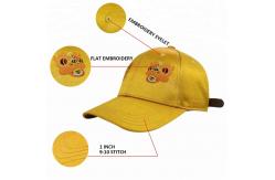 China Yellow Girls 6 Panel curved Cap / Custom Embroidered Baseball Caps Plain Pattern supplier