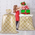 Custom Gold Pattern 56 Inch Jumbo Plastic Present Bag For Chirstmas for sale