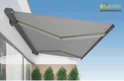 China Outdoor Sunshade Motorized Lightweight Retractable Awning With LED Lights Garden Canopy supplier