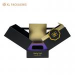 Two Door Open Magnet Perfume Paper Box Black EVA Foam Insert Texture Paper Box for sale