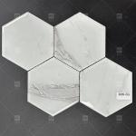295x310mm Hexagonal Glass Mosaic Tile Glossy Surface  For Bathroom Wall