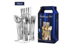 China ODM Stainless Steel Silverware Set 24 Piece Cutlery Set With Storage Rack supplier