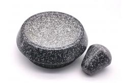 China Round Stone Mortar With Pestle Set Natural Marble Granite For Kitchen supplier