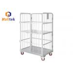 Heavy Duty 4 Sides Storage 300kg Roll Trolley With Shelves for sale
