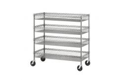 China Four Layers Wire Shelving Units With Castors / Grocery Display Wire Rack supplier