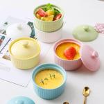 Oven safe Ceramic Creme Brulee Ramekins Bowls With Lid Cake Pudding Ceramic Dessert Bowl For Restaurant Wedding for sale