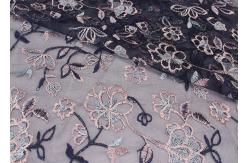 China 51'' Embroidered Mesh Lace Polyester Tulle Fabric Anti - pilling Wear - resistant supplier