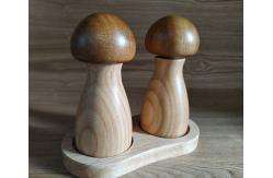 China Mashroom Shape Acacia Wood Salt And Pepper Grinder Set With Manual Adjustable Coarseness supplier