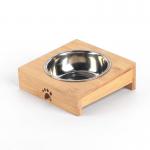 Wooden Bowl Stand Pet Feeder with Stainless Steel Bowls for sale