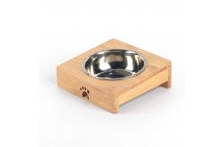 China Wooden Bowl Stand Pet Feeder with Stainless Steel Bowls supplier