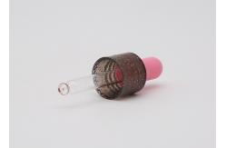 China Brown Transparent Closure Essential Oil Dropper Plastic Dropper With Pink Teat supplier