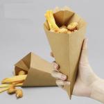 Custom Print Logo Biodegradable Paper Triangle Packaging Waffle Cone Holder Crepe Take Away Box for sale