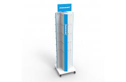 China Casters Pegboard Rotating Display Stand Metal Pegboard Display Stand With Hooks supplier
