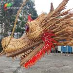 Steel Frame Custom Made Animatronics Straw Handmade Dragon