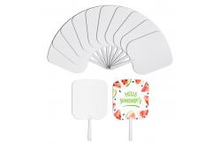 China Summer Promotional Items Double-Sides Printing Blank PET Plastic Sublimation Hand Fans supplier