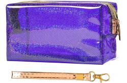 China Cosmetic Bags PVC Transparent Zippered Toiletry Bag With Handle Strap supplier