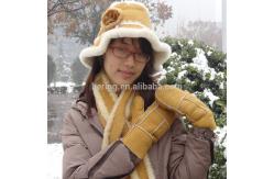 China Winter Shearling Sheepskin Hats Gloves And Scarf Set Medium Length supplier