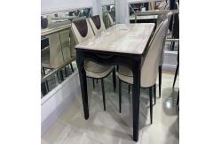 China Scratch Resistant Artificial Marble Top Dining Table Set supplier