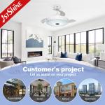 230V Dc Motor Retractable Ceiling Fan Light Acrylic Lamp shade