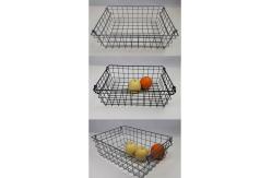 China Black Storage Metal Wire Mesh Basket For Fruit Vegetables With Handle supplier