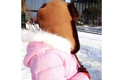 China Sheepskin Kids Trapper Hat , Winter Baby Fur Hat Plush Style ODM Designs supplier