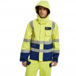 China Hivis Yellow Flame Retardant Anti Statics Rain Proof Workwear Electric Preventing Coat for sale