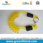 Transparent Yellow Color Strong Coiled Cable Tool Lanyard w/Split Ring 2pcs for sale