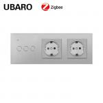 Euro Standard TuYa Zigbee Switch Socket Combination 240Vac For Round Mounting Box