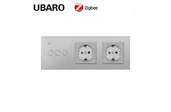 China Euro Standard TuYa Zigbee Switch Socket Combination 240Vac For Round Mounting Box supplier