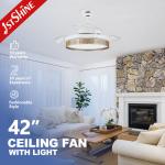 6 Speed Modern Retractable Ceiling Fan With 3 color LED Light for sale