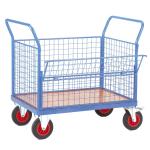 2 Handles Light Blue Wire Mesh Cart With Swivel Castors For Factory for sale