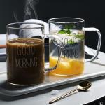 450ml Single Wall Glass Coffee Cup With Handle Simple Design Heat Proof