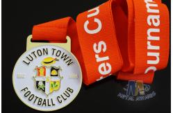 China Custom Metal Zinc Alloy Football Medals Soft Enamel with Europe Printing Ribbon supplier