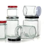 Empty Hexagonal Honey Jar Transparent Glass Can  Glass Sealed Jar