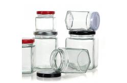 China Empty Hexagonal Honey Jar Transparent Glass Can  Glass Sealed Jar supplier