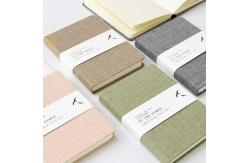 China Pocket Size Fine Linen Cover Notebook , Waist Band Wide Ruled Notebook supplier
