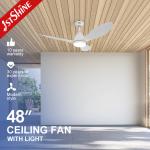 Modern Design Home Office LED Ceiling Fan with 3 Color LED Light and Three ABS Blades for sale
