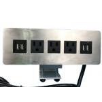 Edge Mount Desktop Power Outlet With USB 4 Port ,3 Outlet Power / Data Distribution Unit for sale