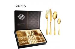 China Customized Metal Cutlery Set Luxury Elegant 24 Piece Flatware Set supplier