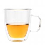 High Borosilicate Double Wall Glass Tumbler , Transparent Tea Cup With Bamboo Lid